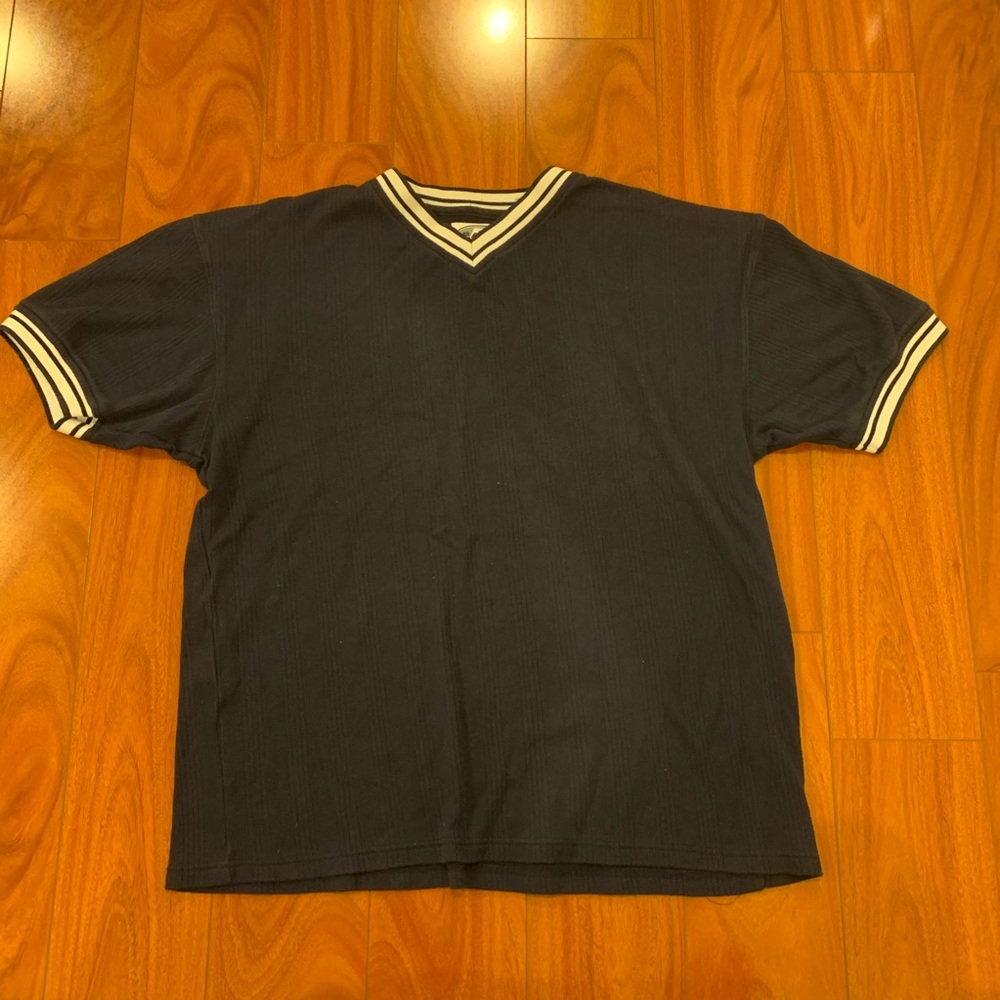 Navy Sweater Short Sleeve V Neck